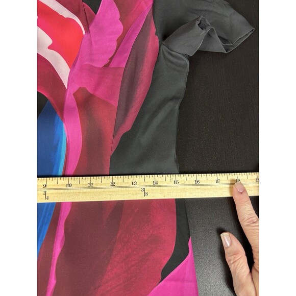 Ted Baker Column Dress Black Bright Flowers Size 2 4 High Neck Lined Maxi Sheath - Picture 7 of 13